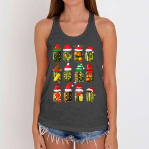 Retro Canned Pickles Jars Christmas Lights Canning Season Women's Knotted Racerback Tank