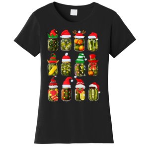 Retro Canned Pickles Jars Christmas Lights Canning Season Women's T-Shirt