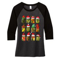 Retro Canned Pickles Jars Christmas Lights Canning Season Women's Tri-Blend 3/4-Sleeve Raglan Shirt