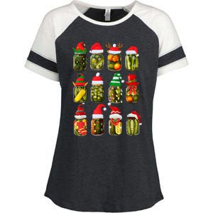 Retro Canned Pickles Jars Christmas Lights Canning Season Enza Ladies Jersey Colorblock Tee