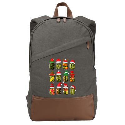 Retro Canned Pickles Jars Christmas Lights Canning Season Cotton Canvas Backpack