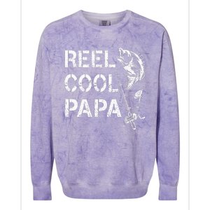 Reel Cool Papa Fishing Dad Gifts Fathers Day Fisherman Fish Colorblast Crewneck Sweatshirt