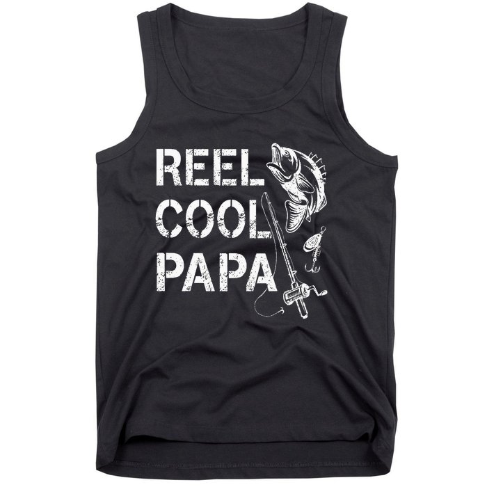 Reel Cool Papa Fishing Dad Gifts Fathers Day Fisherman Fish Tank Top