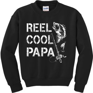 Reel Cool Papa Fishing Dad Gifts Fathers Day Fisherman Fish Kids Sweatshirt