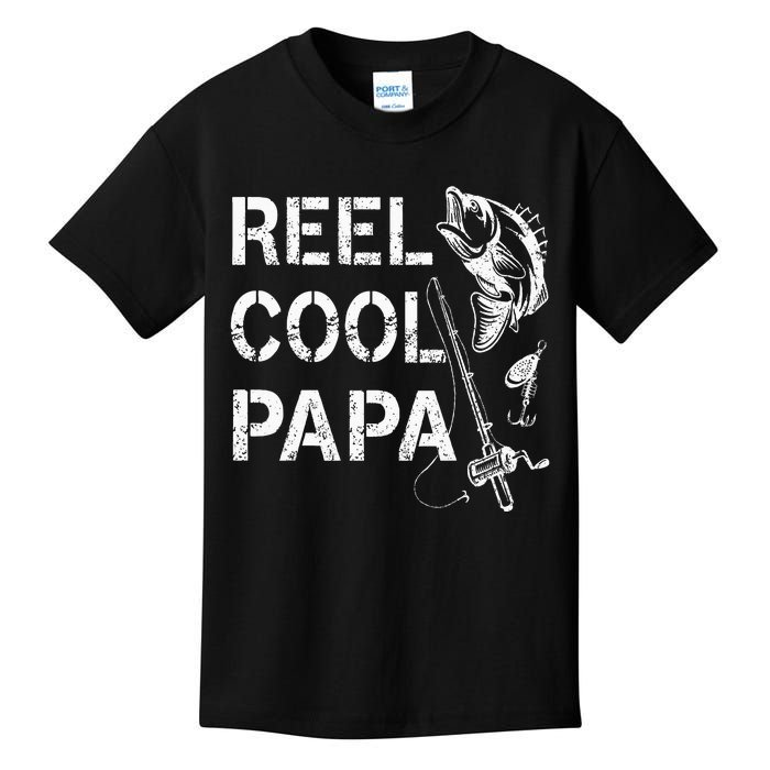 Reel Cool Papa Fishing Dad Gifts Fathers Day Fisherman Fish Kids T-Shirt