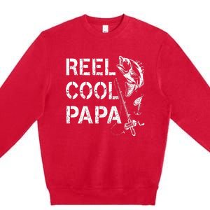 Reel Cool Papa Fishing Dad Gifts Fathers Day Fisherman Fish Premium Crewneck Sweatshirt