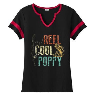 Reel Cool Poppy Fishing Grandpa Gift Fathers Day Fisherman Ladies Halftime Notch Neck Tee