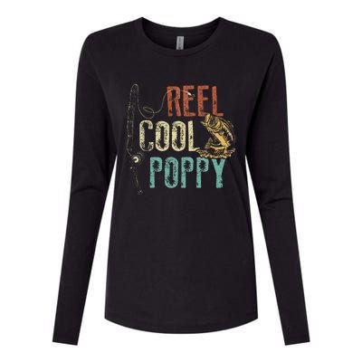 Reel Cool Poppy Fishing Grandpa Gift Fathers Day Fisherman Womens Cotton Relaxed Long Sleeve T-Shirt