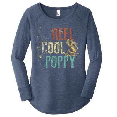 Reel Cool Poppy Fishing Grandpa Gift Fathers Day Fisherman Women's Perfect Tri Tunic Long Sleeve Shirt