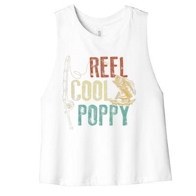 Reel Cool Poppy Fishing Grandpa Gift Fathers Day Fisherman Women's Racerback Cropped Tank