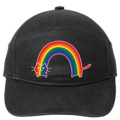 Rainbow Cat Pride Lgbtq Cat Lovers 7-Panel Snapback Hat