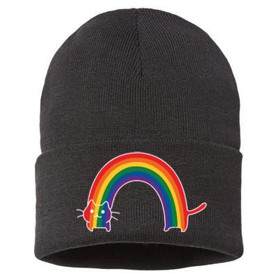 Rainbow Cat Pride Lgbtq Cat Lovers Sustainable Knit Beanie