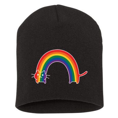 Rainbow Cat Pride Lgbtq Cat Lovers Short Acrylic Beanie