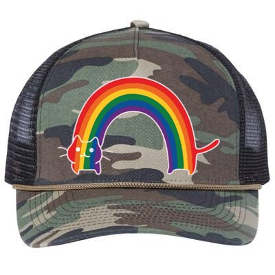 Rainbow Cat Pride Lgbtq Cat Lovers Retro Rope Trucker Hat Cap