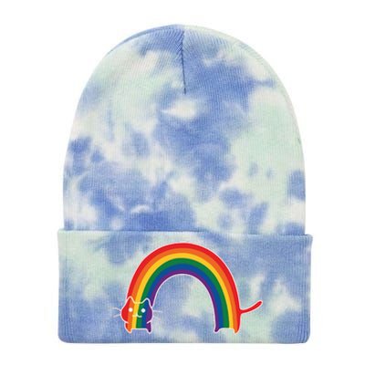 Rainbow Cat Pride Lgbtq Cat Lovers Tie Dye 12in Knit Beanie