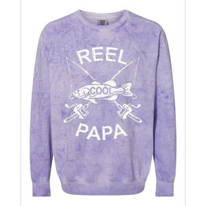 Reel Cool Papa Fishing Dad Gifts Father's Day Fisherman Fish Colorblast Crewneck Sweatshirt