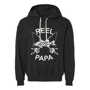 Reel Cool Papa Fishing Dad Gifts Father's Day Fisherman Fish Garment-Dyed Fleece Hoodie