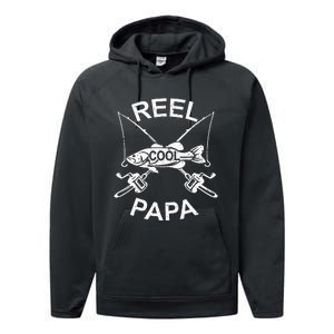 Reel Cool Papa Fishing Dad Gifts Father's Day Fisherman Fish Performance Fleece Hoodie