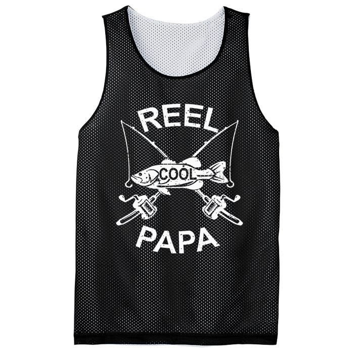 Reel Cool Papa Fishing Dad Gifts Father's Day Fisherman Fish Mesh Reversible Basketball Jersey Tank