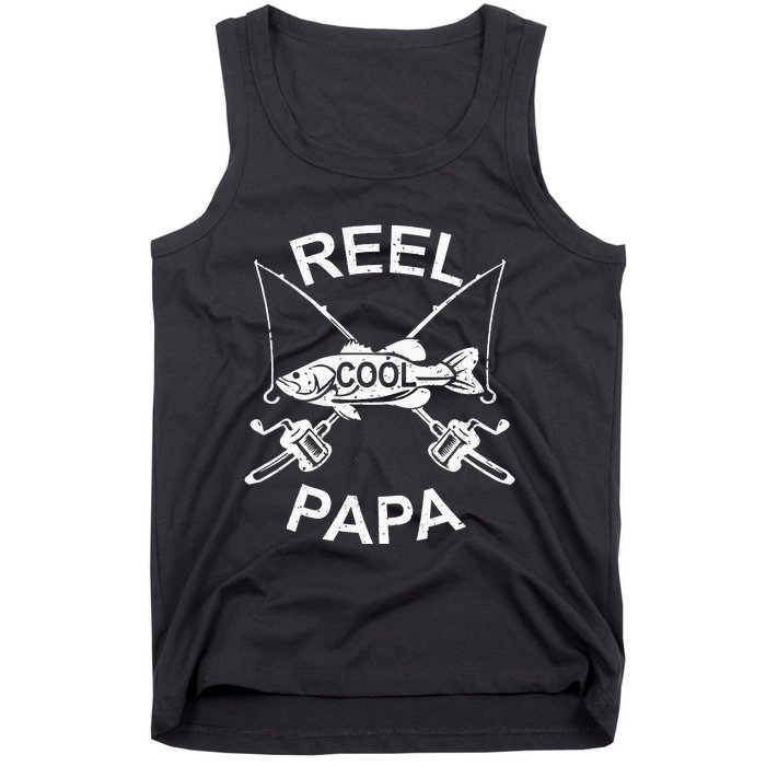 Reel Cool Papa Fishing Dad Gifts Father's Day Fisherman Fish Tank Top