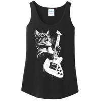 Rock Cat Playing Guitar Ladies Essential Tank