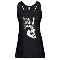 Rock Cat Playing Guitar Ladies Essential Flowy Tank