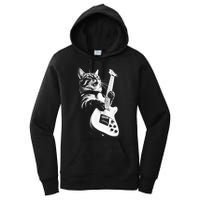 Rock Cat Playing Guitar Women's Pullover Hoodie