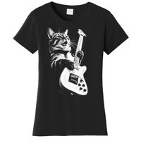 Rock Cat Playing Guitar Women's T-Shirt