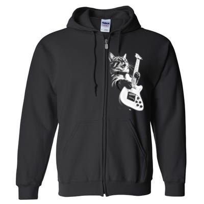 Rock Cat Playing Guitar Full Zip Hoodie