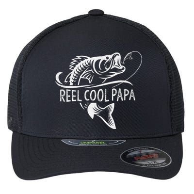 Reel Cool Papa Fishing Dad Gifts Fathers Day Fisherman Fish Flexfit Unipanel Trucker Cap