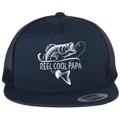 Reel Cool Papa Fishing Dad Gifts Fathers Day Fisherman Fish Flat Bill Trucker Hat