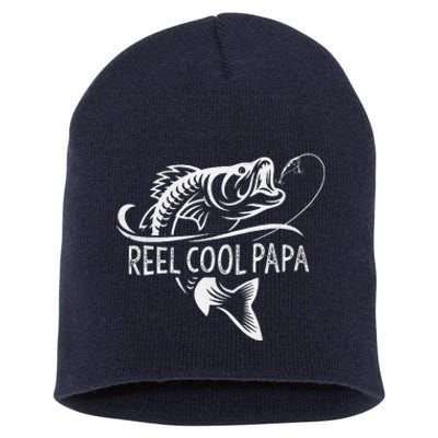 Reel Cool Papa Fishing Dad Gifts Fathers Day Fisherman Fish Short Acrylic Beanie