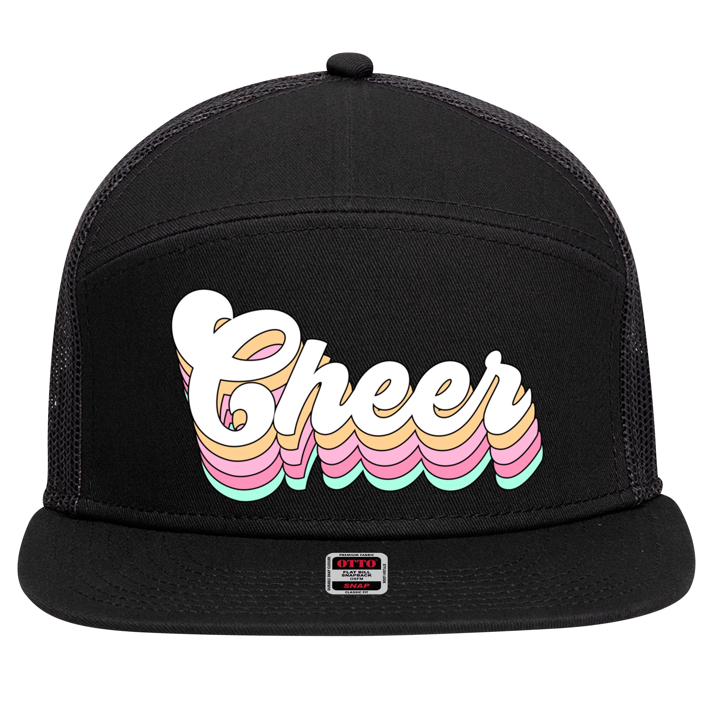 Retro Cheer Pastel For Cheerleaders Teen Girls Aesthetic Gift 7 Panel Mesh Trucker Snapback Hat