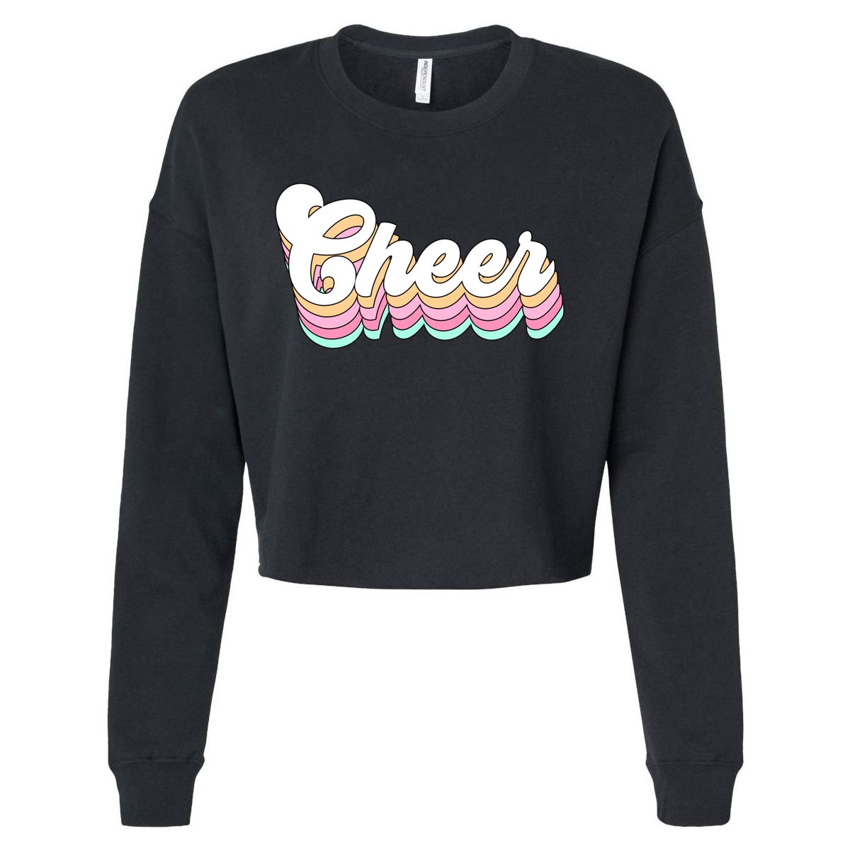 Retro Cheer Pastel For Cheerleaders Teen Girls Aesthetic Gift Cropped Pullover Crew
