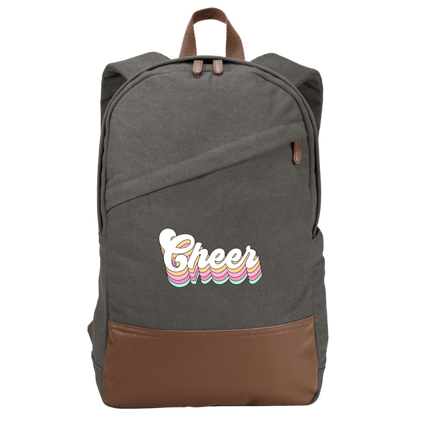 Retro Cheer Pastel For Cheerleaders Teen Girls Aesthetic Gift Cotton Canvas Backpack