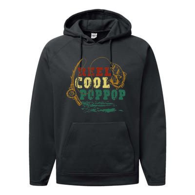 Reel Cool Pop Pop Vintage Fishing Funny Grandpa Fisherman Performance Fleece Hoodie