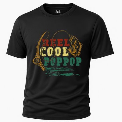 Reel Cool Pop Pop Vintage Fishing Funny Grandpa Fisherman Cooling Performance Crew T-Shirt