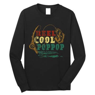 Reel Cool Pop Pop Vintage Fishing Funny Grandpa Fisherman Long Sleeve Shirt