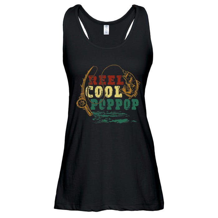 Reel Cool Pop Pop Vintage Fishing Funny Grandpa Fisherman Ladies Essential Flowy Tank