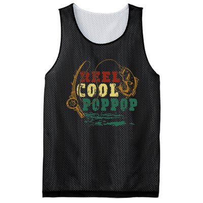 Reel Cool Pop Pop Vintage Fishing Funny Grandpa Fisherman Mesh Reversible Basketball Jersey Tank