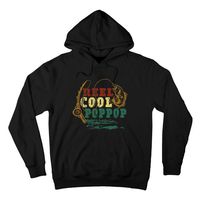 Reel Cool Pop Pop Vintage Fishing Funny Grandpa Fisherman Tall Hoodie