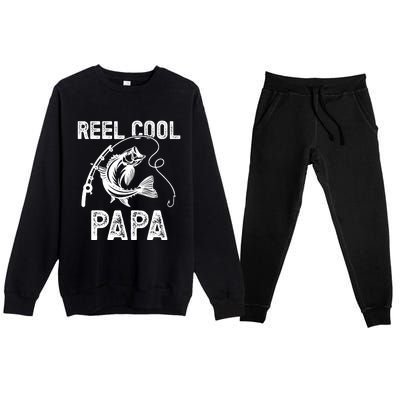 Reel Cool Papa Fishing For Fisherman FatherS Day Premium Crewneck Sweatsuit Set