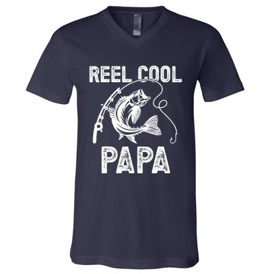 Reel Cool Papa Fishing For Fisherman FatherS Day V-Neck T-Shirt