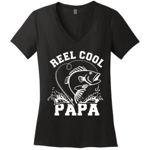 Reel cool Papa dad fishing Women's V-Neck T-Shirt