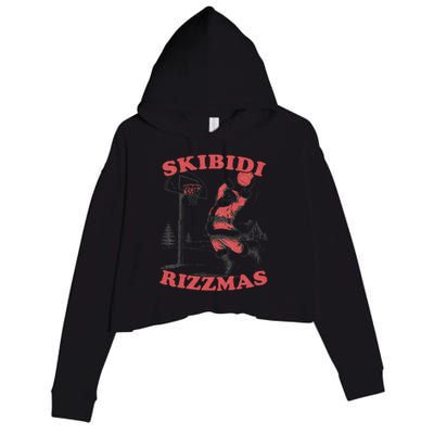 Rizzmas Christmas Rizz Santa Claus Basketball Gift Crop Fleece Hoodie