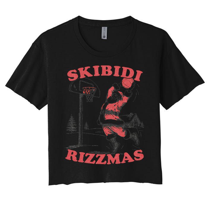 Rizzmas Christmas Rizz Santa Claus Basketball Gift Women's Crop Top Tee