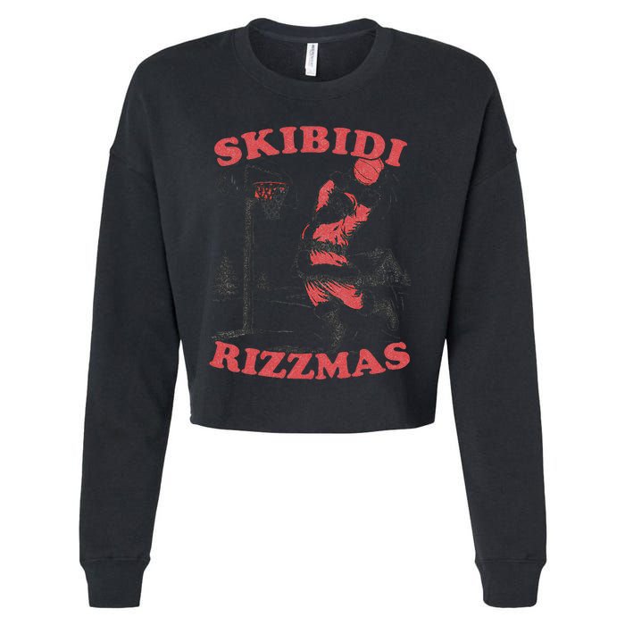 Rizzmas Christmas Rizz Santa Claus Basketball Gift Cropped Pullover Crew