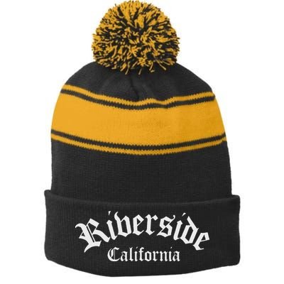 Riverside California Riverside Vintage Riverside Stripe Pom Pom Beanie