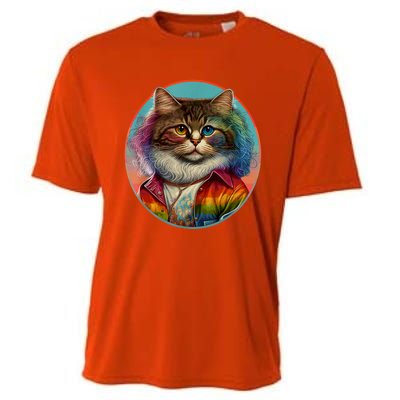 Rainbow Cat Cooling Performance Crew T-Shirt