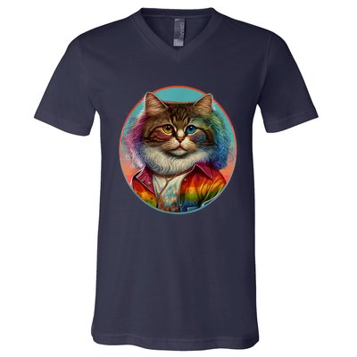 Rainbow Cat V-Neck T-Shirt